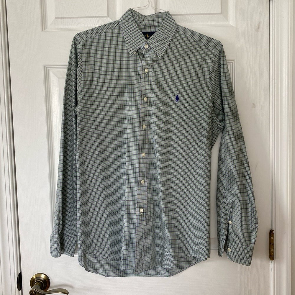 Ralph Lauren M button down green purple stripped